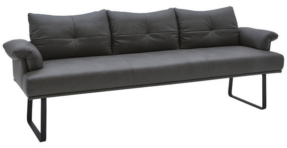 SITZBANK 239/86/69 cm in Anthrazit, Schwarz - Anthrazit/Schwarz, Design, Leder/Holz (239/86/69cm) - Dieter Knoll