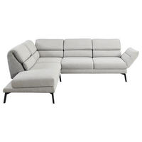 ECKSOFA Flachgewebe Hellgrau  - Hellgrau/Schwarz, Design, Textil/Metall (212-253/256-363cm) - Dieter Knoll