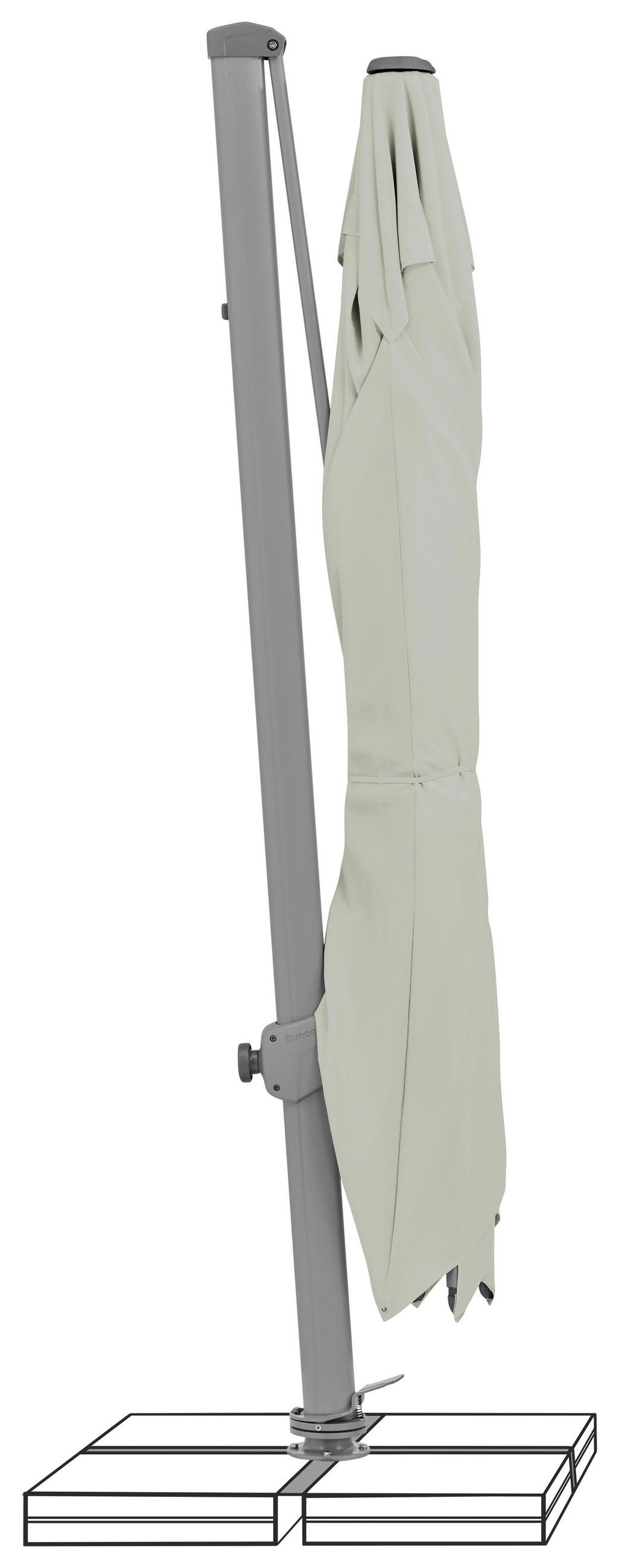 AMPELSCHIRM 330 x 270 cm Grau  - Silberfarben/Grau, KONVENTIONELL, Textil/Metall (330/270cm) - Suncomfort by Glatz
