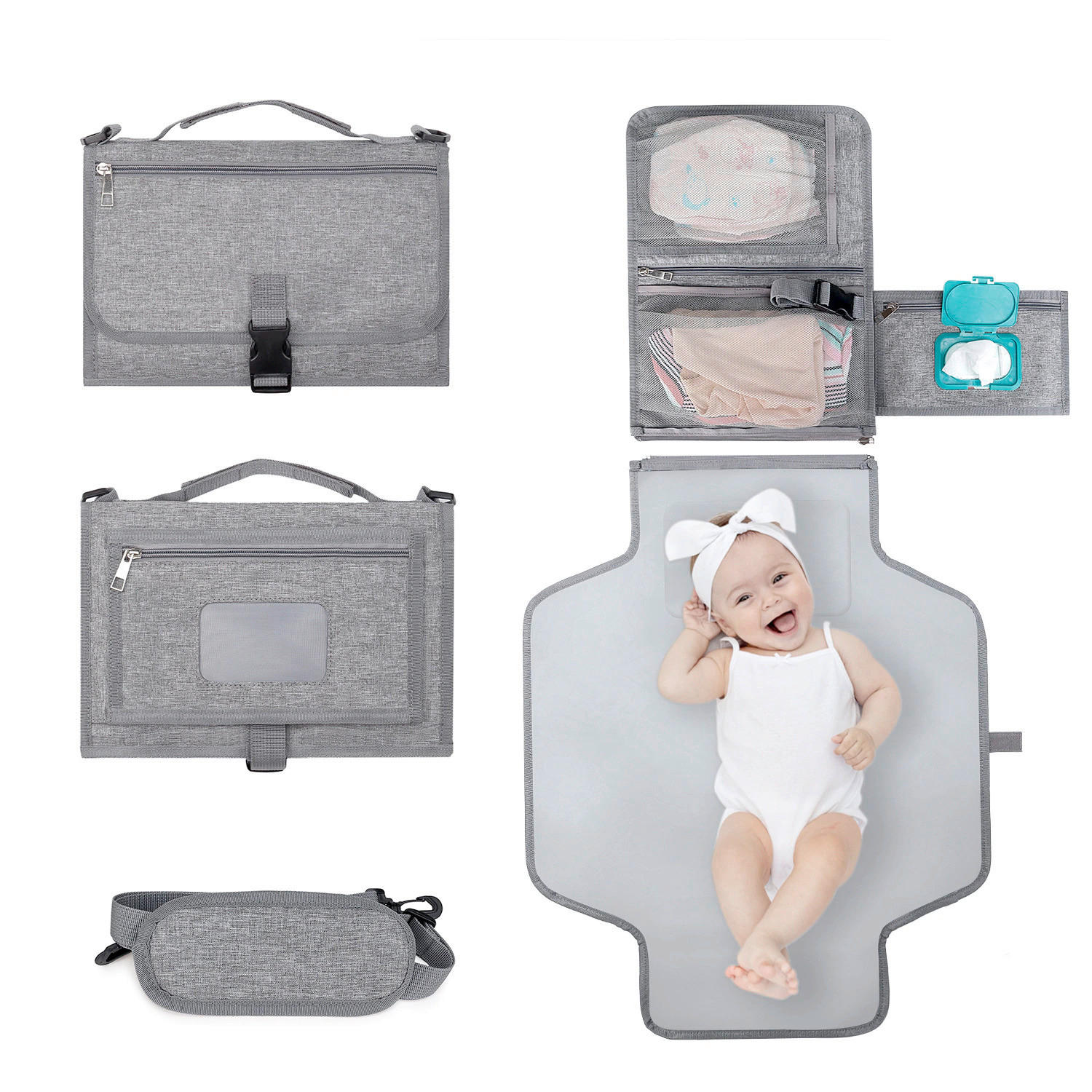 WICKELTASCHE  - Grau, Basics, Textil (20/40/30cm)