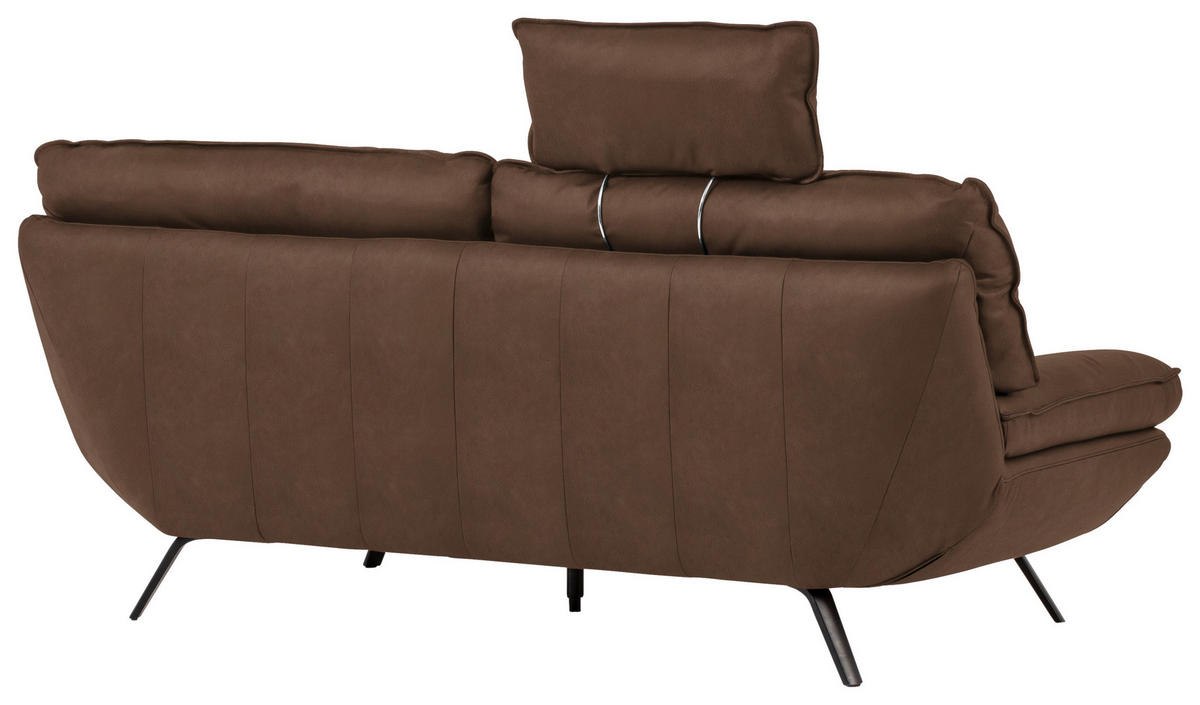 2,5-SITZER in Echtleder Dunkelbraun  - Dunkelbraun/Schwarz, Design, Leder/Metall (206/94/95cm) - Celina