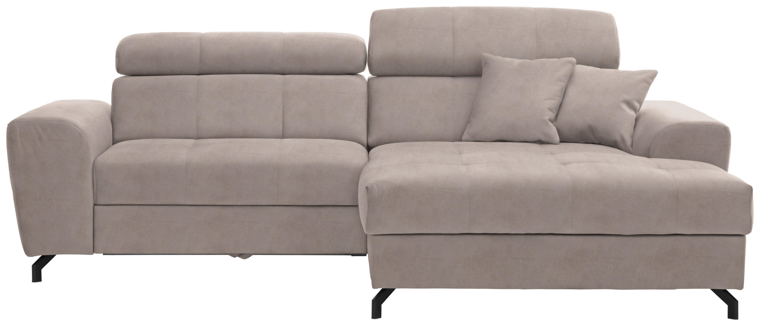 ECKSOFA in Velours Beige  267/181 cm  - Beige/Schwarz, Design, Textil/Metall (267/181cm) - Carryhome