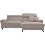 ECKSOFA in Velours Beige  267/181 cm  - Beige/Schwarz, Design, Textil/Metall (267/181cm) - Carryhome