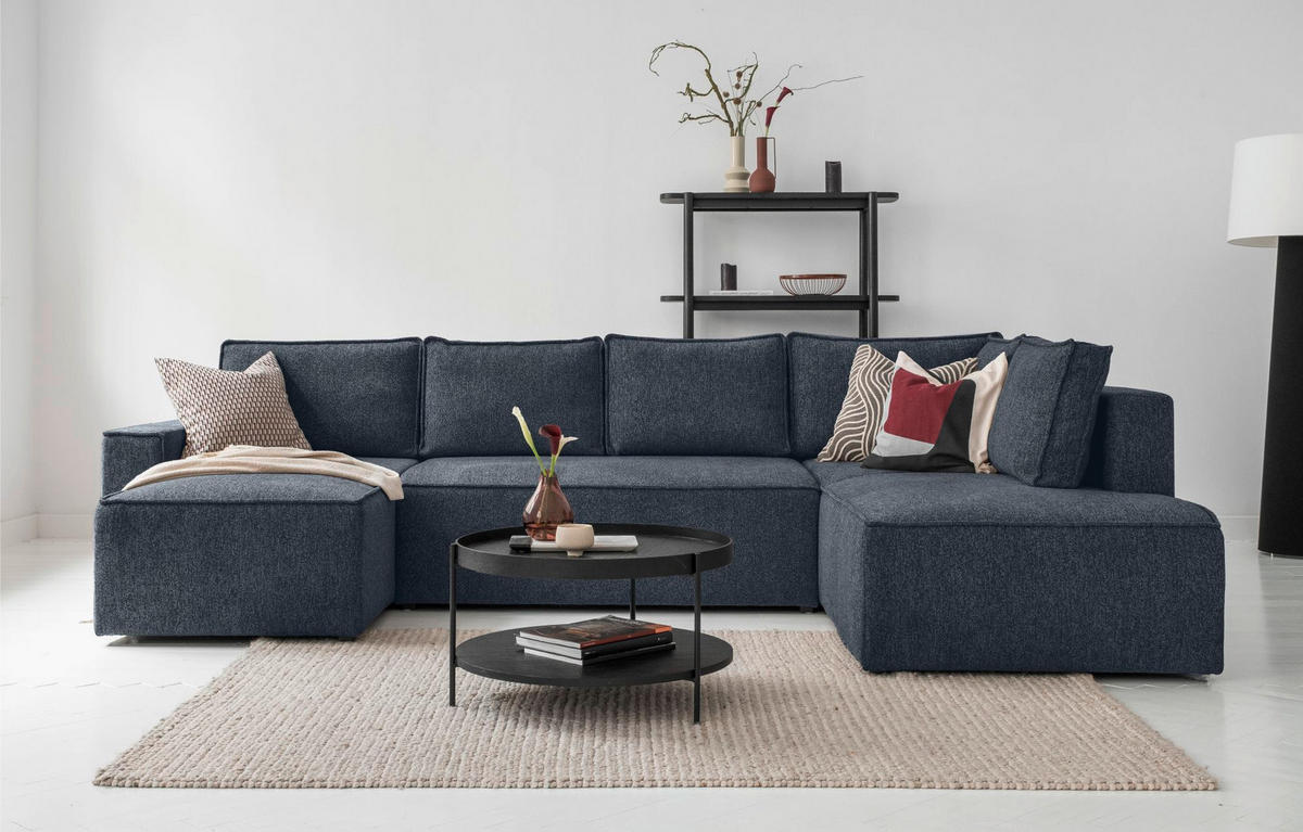 SJEDEĆA GARNITURA tekstil  tamno plava   - bijela/siva, Design, tekstil/plastika (156/322/194cm) - MID.YOU