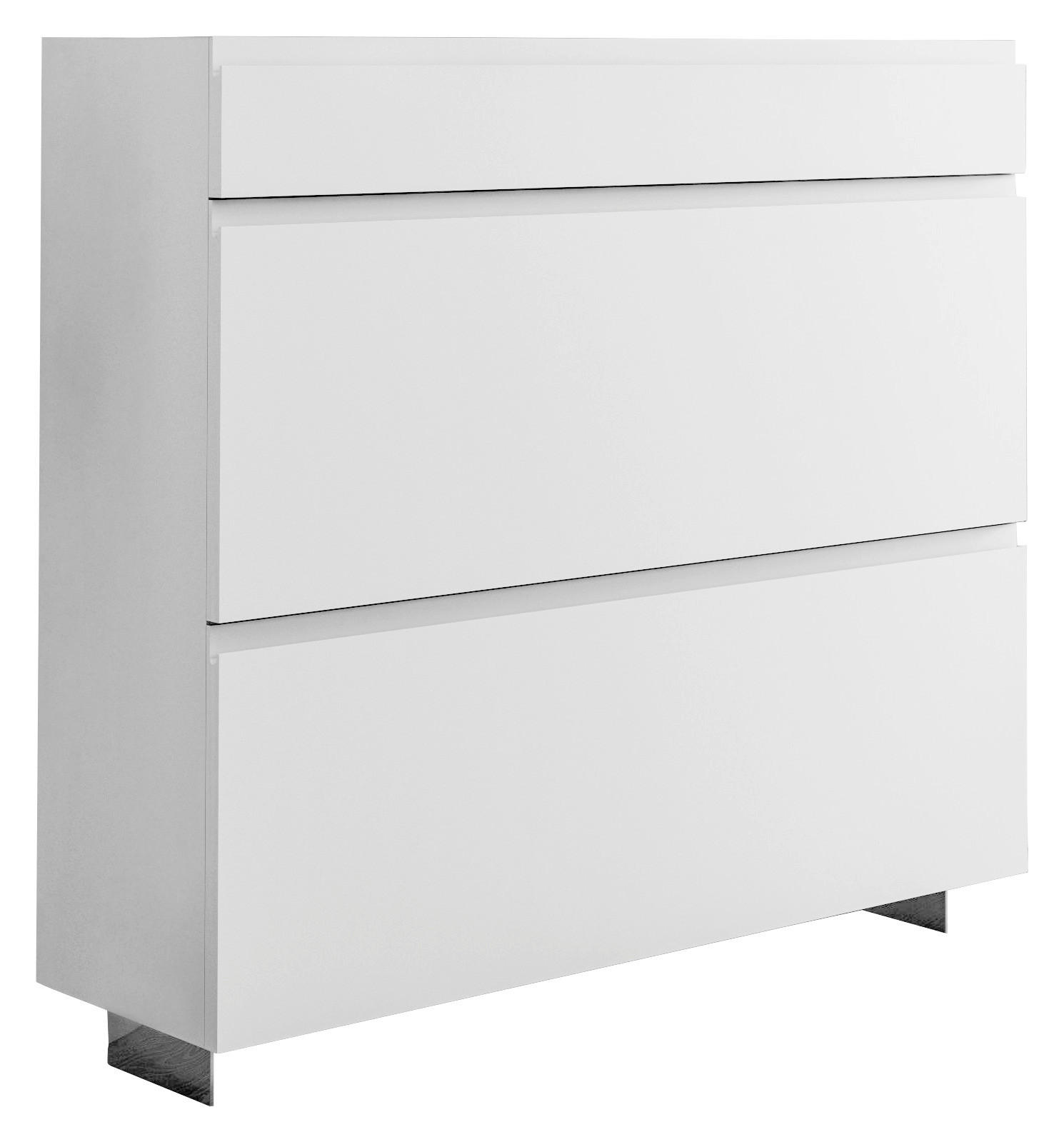 SCHUHKIPPER 60/104/33 cm  - Chromfarben/Weiß, Design, Glas/Holzwerkstoff (60/104/33cm) - Moderano