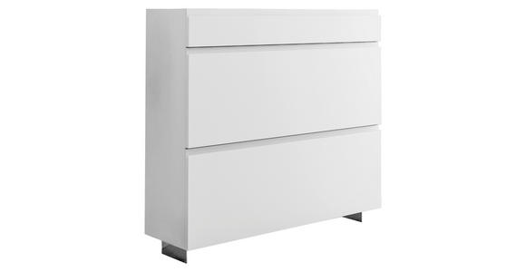 SCHUHKIPPER 60/104/33 cm - Chromfarben/Weiß, Design, Glas/Holzwerkstoff (60/104/33cm) - Moderano