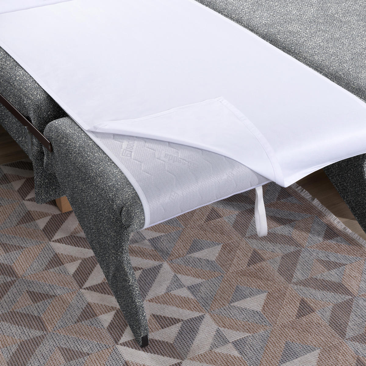 ECKSOFA  in Mikrovelours Grau  261/203 cm  - Eichefarben/Grau, KONVENTIONELL, Holz/Textil (261/203cm) - Sedda