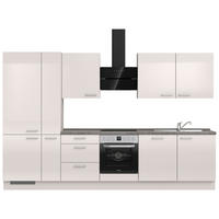 KÜCHENBLOCK 330 cm   in Schieferfarben, Hellgrau  - Schieferfarben/Edelstahlfarben, MODERN, Holzwerkstoff/Metall (330cm) - Nobilia