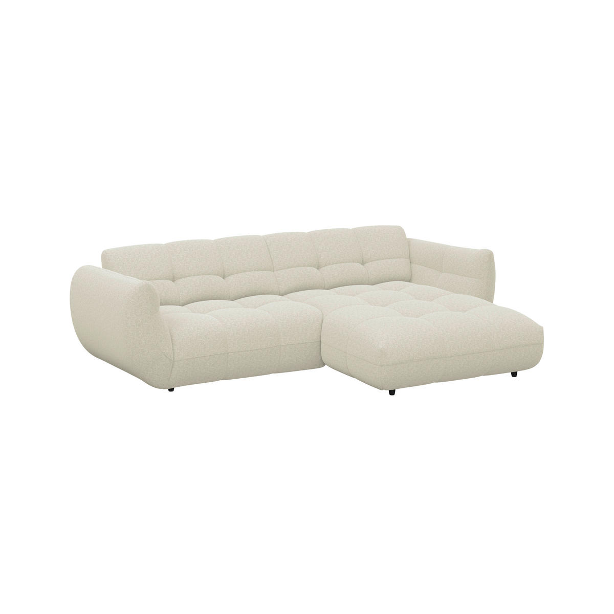ECKSOFA Chenille Elfenbein  - Elfenbein/Schwarz, Trend, Kunststoff/Textil (280/178cm) - MID.YOU