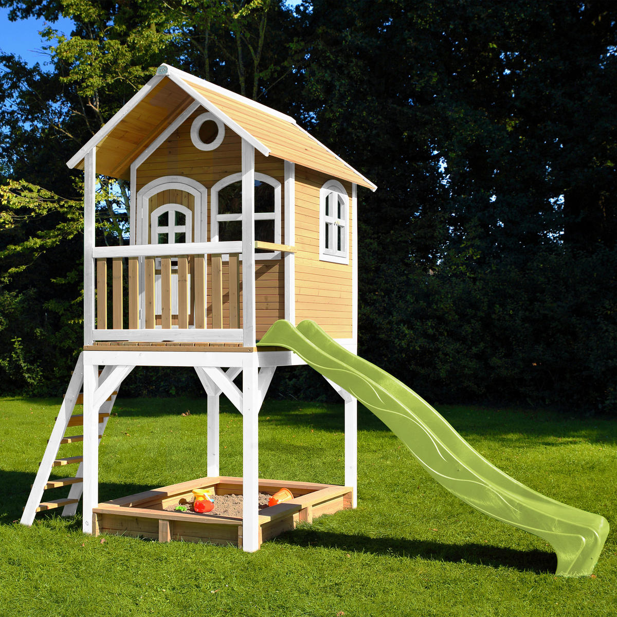 SPIELTURM 370/291/191 cm SPIELTURM SARAH  - Braun/Weiß, KONVENTIONELL, Holz/Kunststoff (370/291/191cm) - Ambia Garden