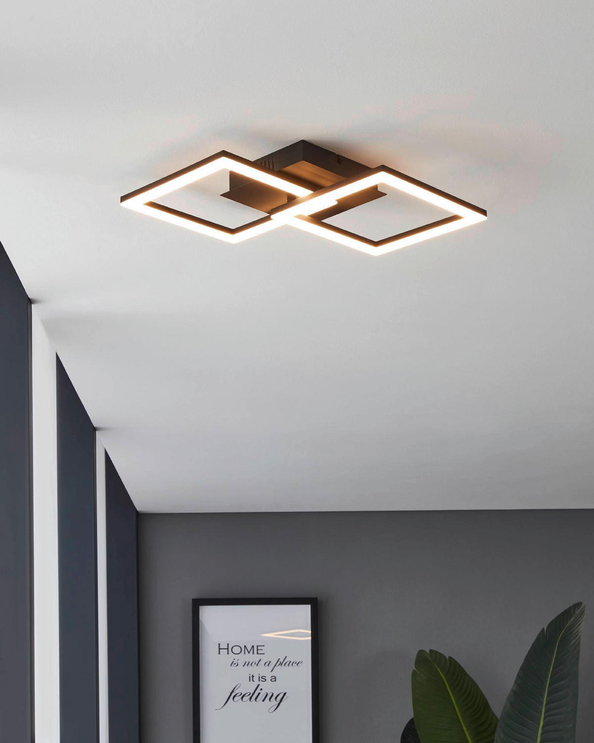 LED-DECKENLEUCHTE 52,5/31/8 cm   - Schwarz/Weiß, Design, Kunststoff/Metall (52,5/31/8cm) - Eglo