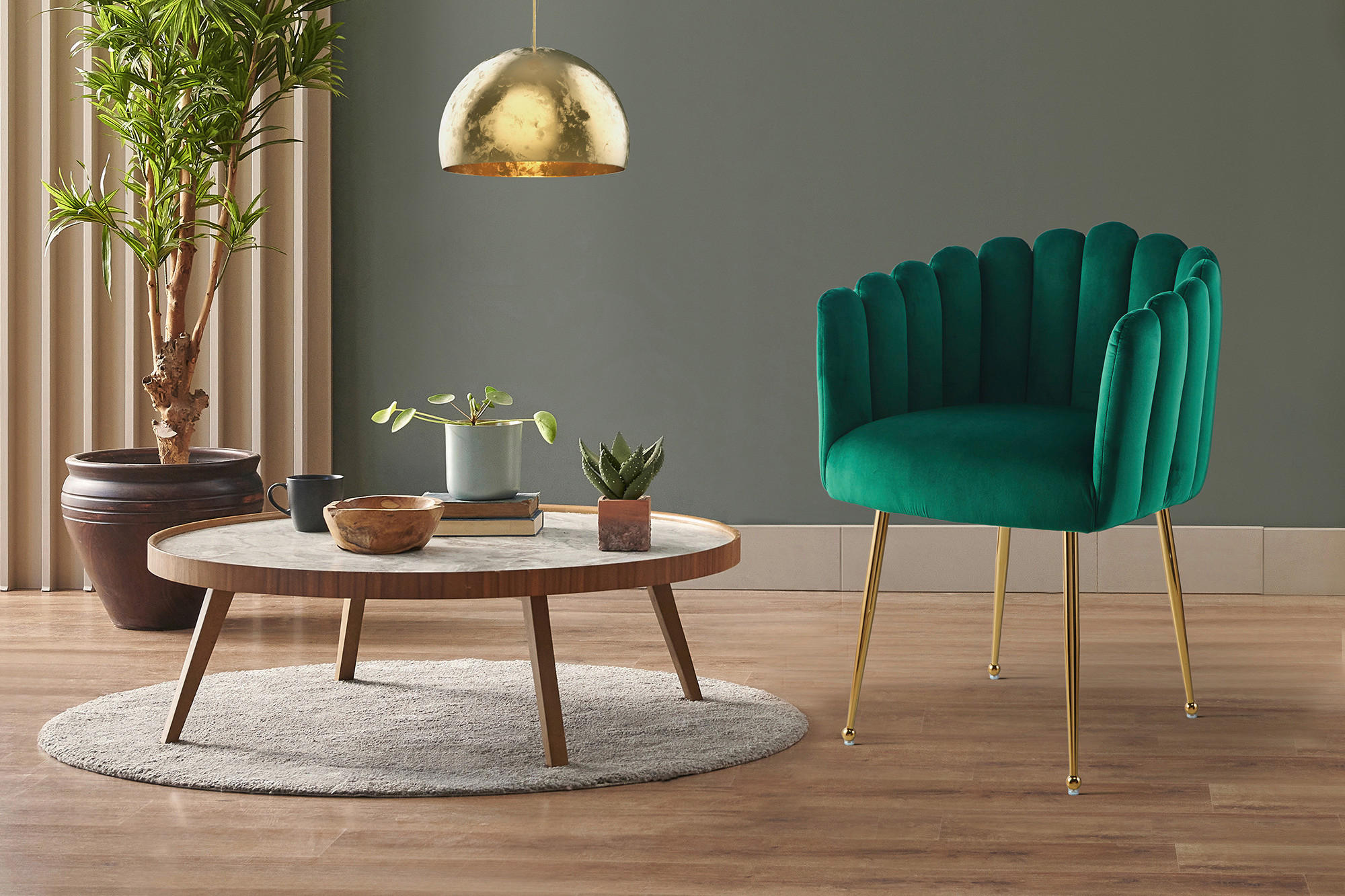 STOL MED ARMSTÖD järn  - grön, Design, metall/textil (59/85/56cm) - Kayoom
