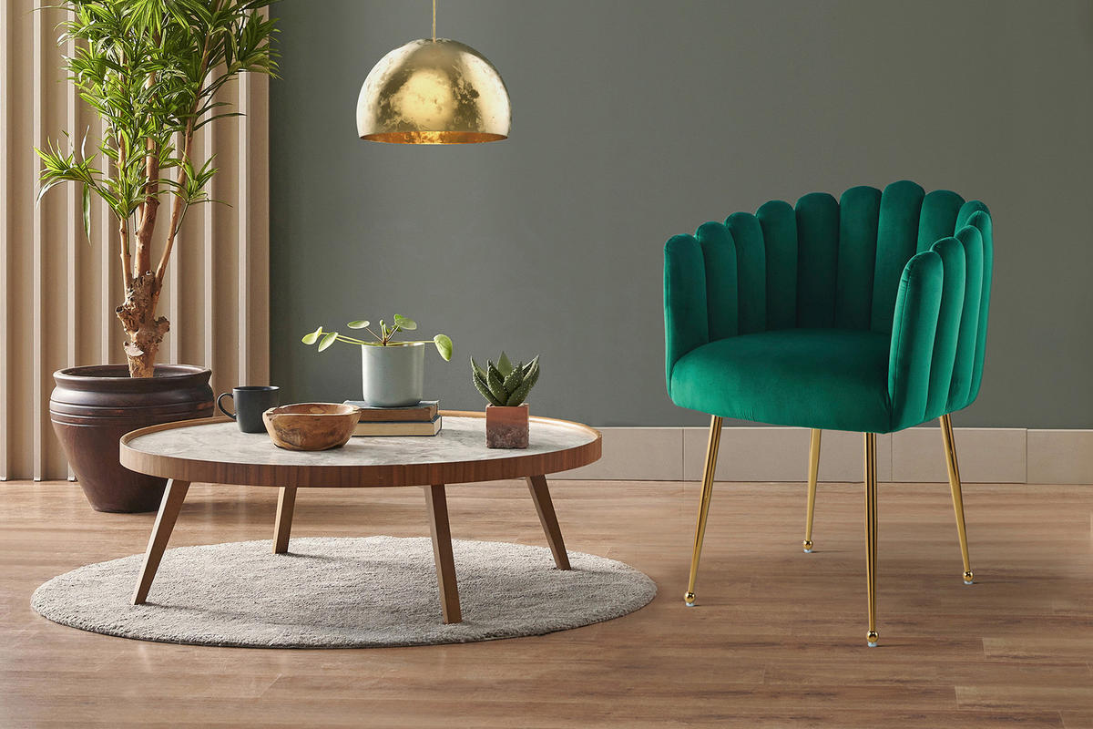 STOL MED ARMSTÖD järn  - grön, Design, metall/textil (59/85/56cm) - Kayoom