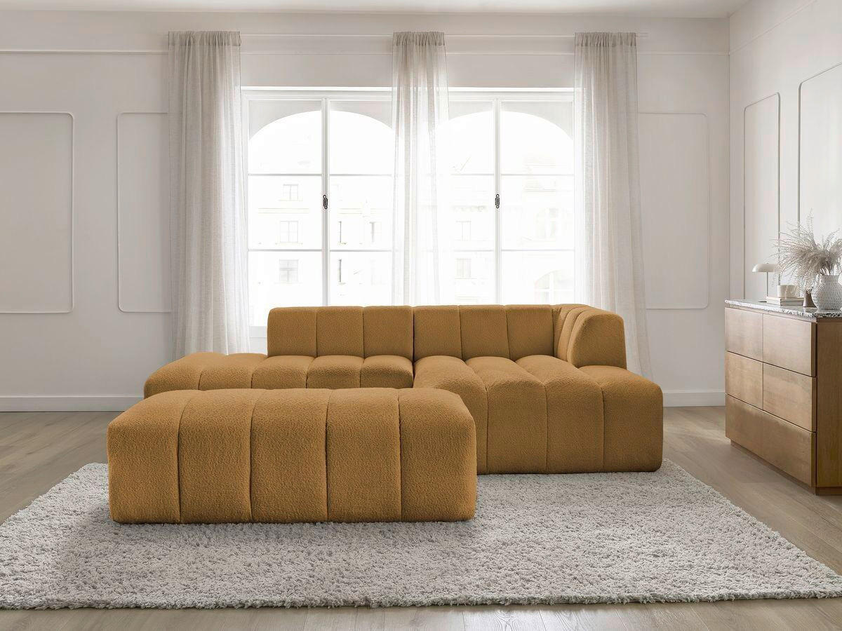 ECKSOFA  ANNECY Gelb Bouclé  - Gelb/Schwarz, MODERN, Kunststoff/Textil (262/170cm)