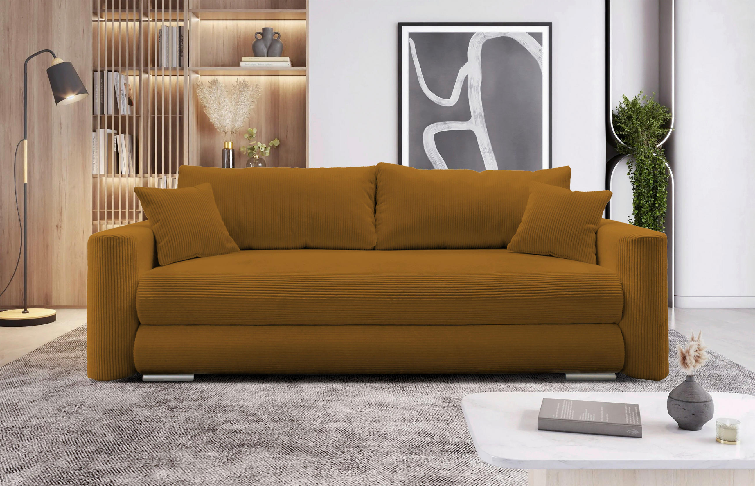 SCHLAFSOFA Cord Rostfarben  - Rostfarben/Silberfarben, Design, Kunststoff/Textil (232/88/105cm) - MID.YOU