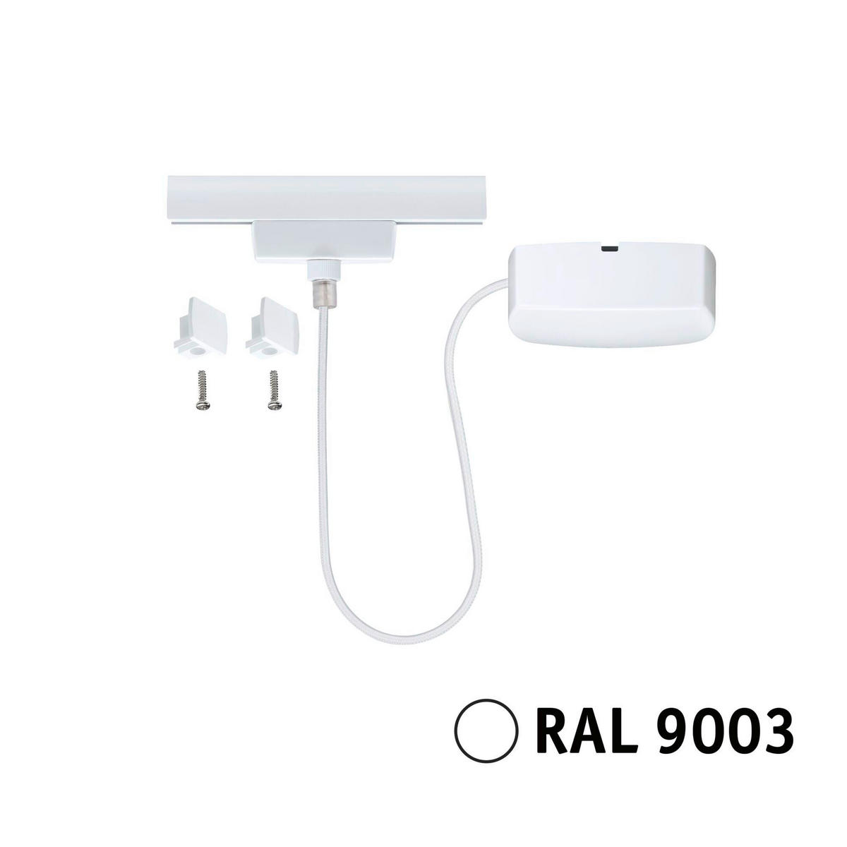 SCHIENENSYSTEM-EINSPEISER URail Kabeleinspeisung m.1000W 16,5/100 cm   - Weiß, Basics, Metall (16,5/100cm) - Paulmann