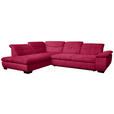 ECKSOFA in Cord Rot  - Rot/Schwarz, Design, Textil/Metall (242/313cm) - Xora