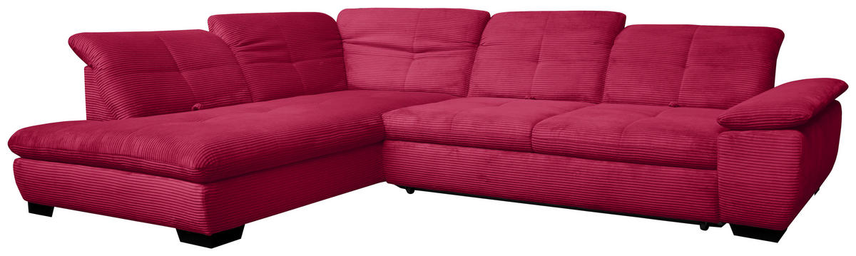 ECKSOFA in Cord Rot  - Rot/Schwarz, Design, Textil/Metall (242/313cm) - Xora