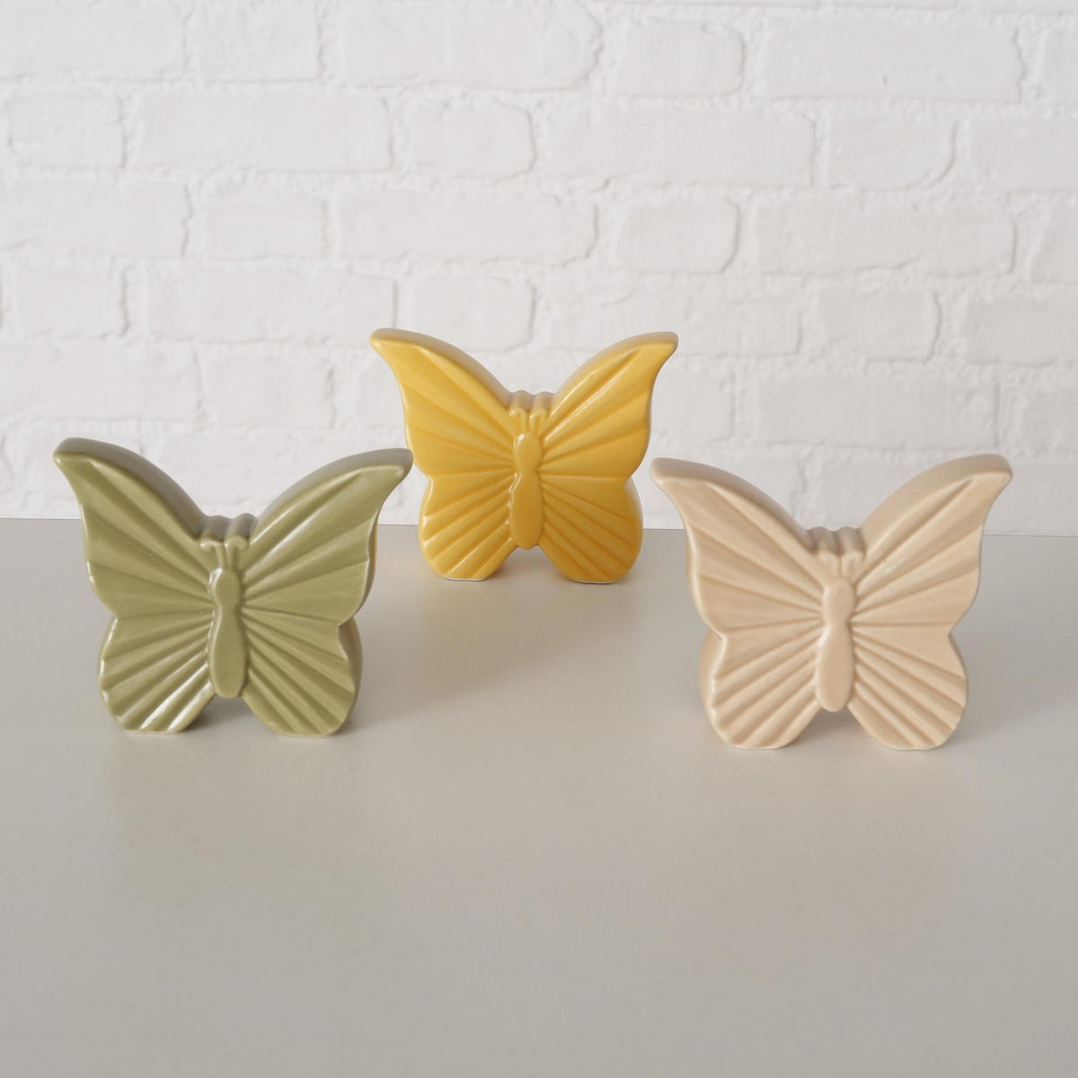 DEKORATIONSFJÄRIL - beige/grön, Basics, keramik (8,5/2/7cm)