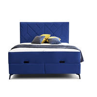 PAT BOXSPRING 140x200 cm  in albastru  - albastru/negru, Modern, lemn/textil (140/200cm) - Hom`in