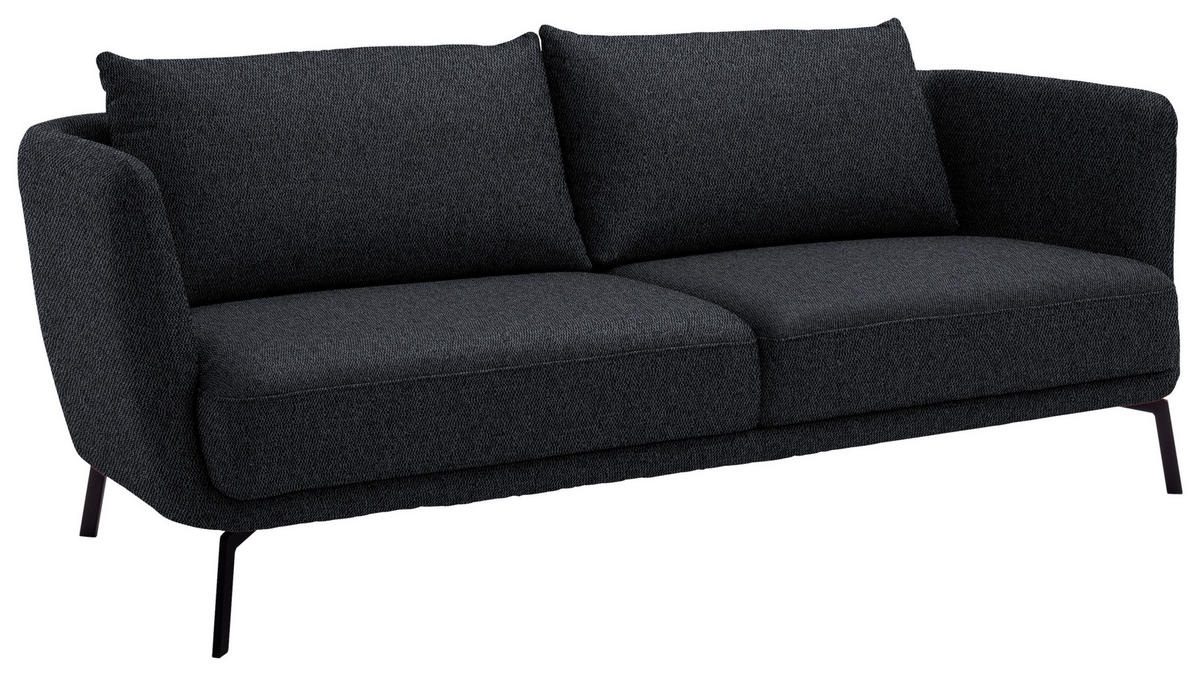 3-SITZER-SOFA Flachgewebe Dunkelgrau  - Dunkelgrau/Schwarz, Design, Textil/Metall (210/71/91cm) - Schöner Wohnen