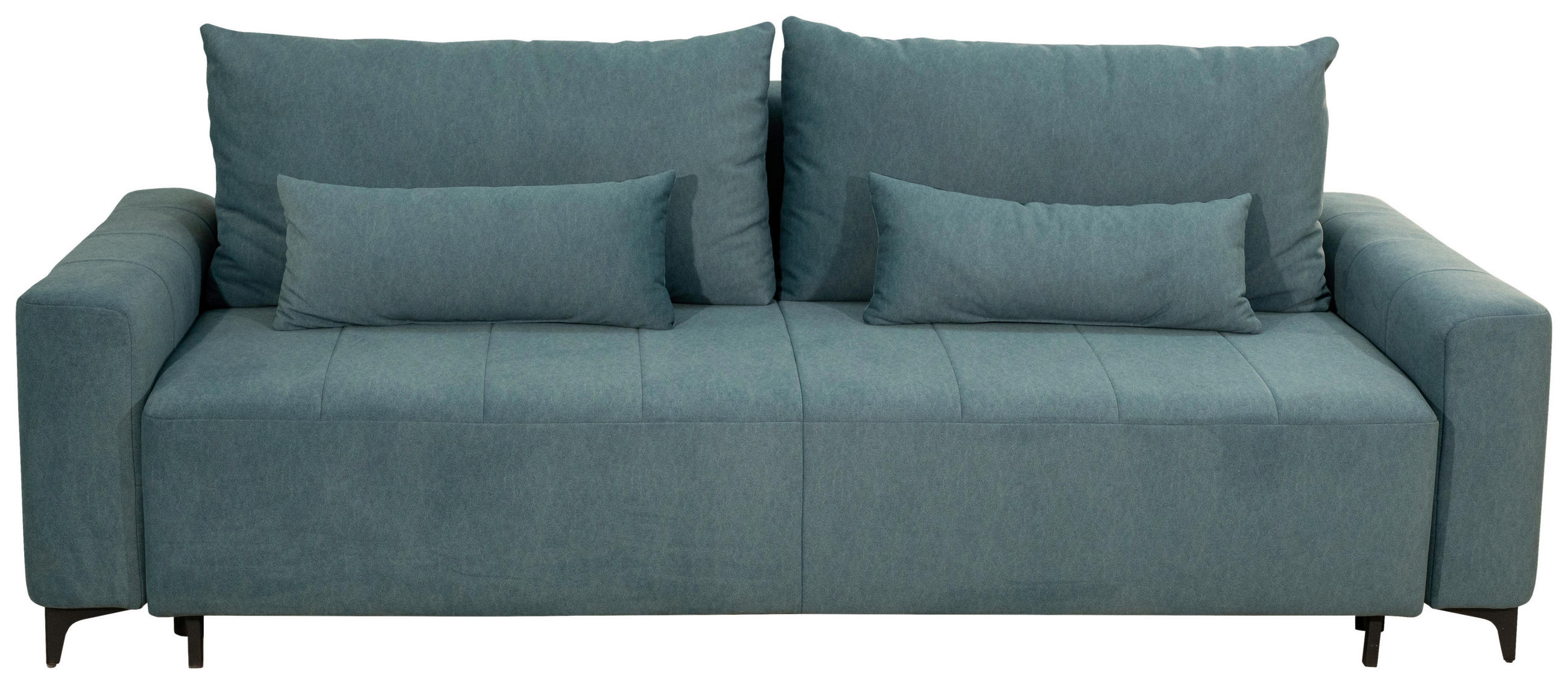 SCHLAFSOFA Samt Petrol  - Petrol/Schwarz, Design, Holz/Textil (235/93/108cm) - MID.YOU