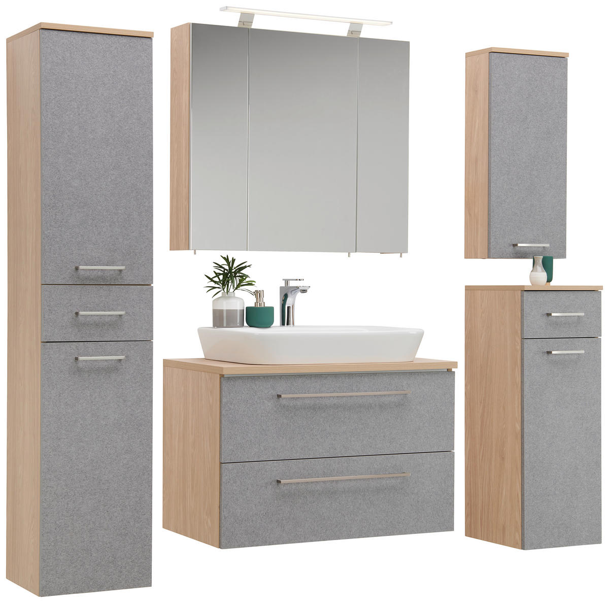 HOCHSCHRANK 32,7/159,1/35,3 cm  - Eichefarben/Grau, Basics, Holzwerkstoff/Metall (32,7/159,1/35,3cm) - Stylife