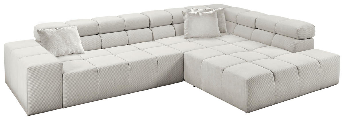 ECKSOFA Weiß Feincord  - Schwarz/Weiß, Design, Kunststoff/Textil (319/215cm) - Hom`in