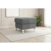 HOCKER Leder Anthrazit  - Chromfarben/Anthrazit, Basics, Leder/Metall (58/48/58cm) - Sit & More