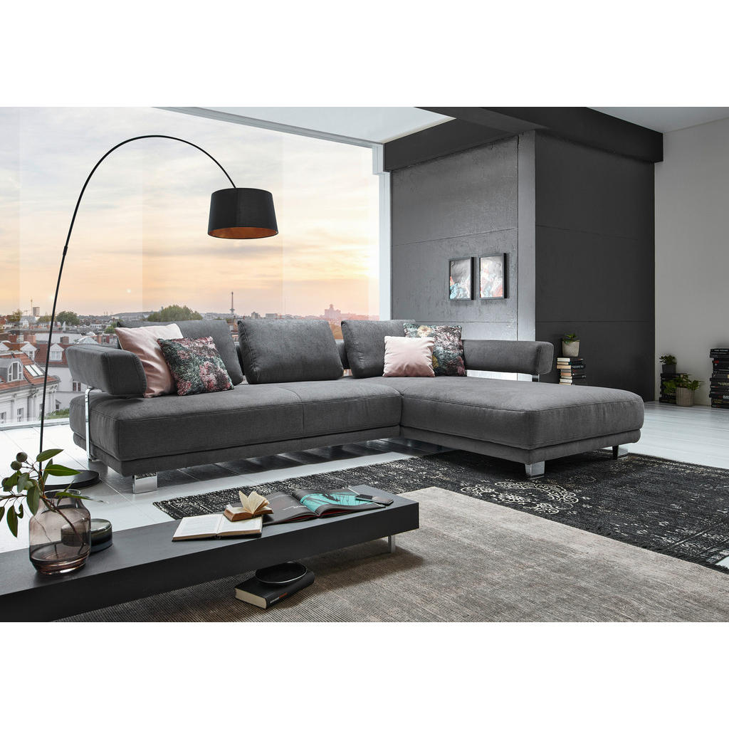 Thumbnail - Valdera Ecksofa, Petrol, Textil, 3-Sitzer, Ottomane links, L-Form, 297x214 cm, Goldenes M, Typenauswahl, Lederauswahl, S...