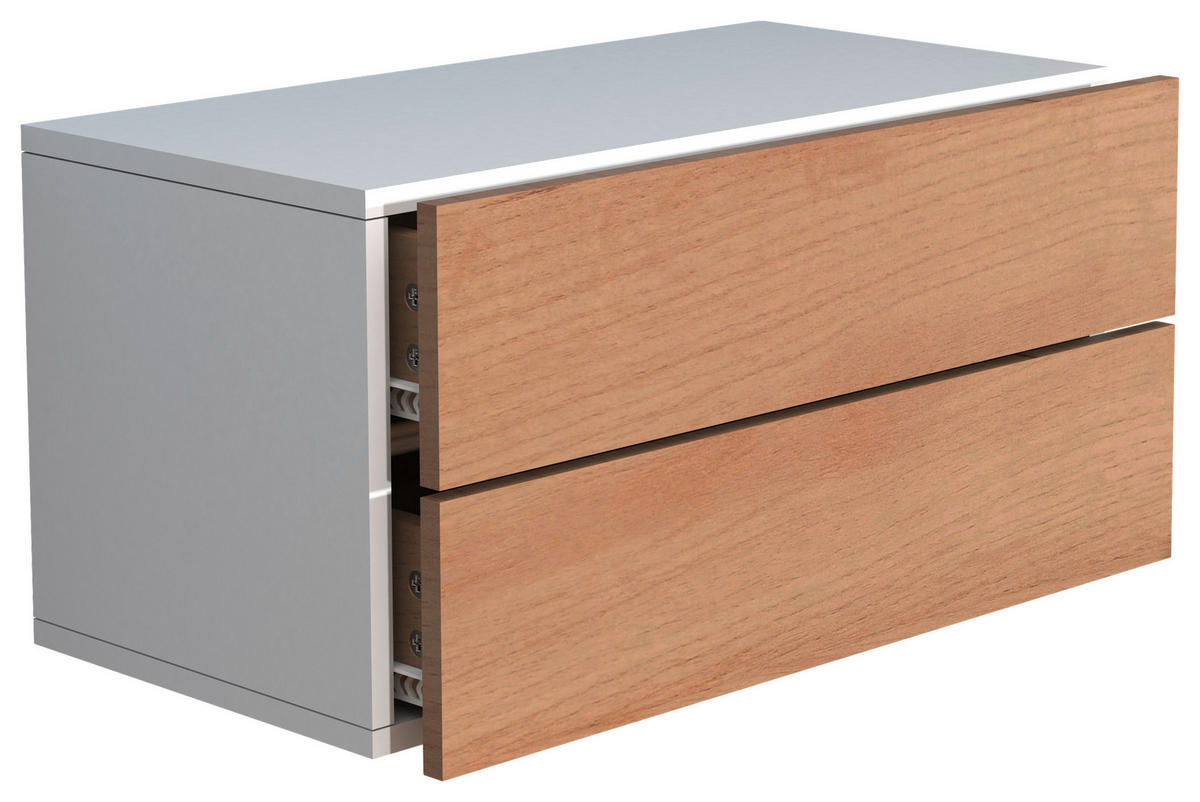 SÄNGBORD i vit, honungsek  - vit/honungsek, Modern, trämaterial (60/30/32cm) - MID.YOU