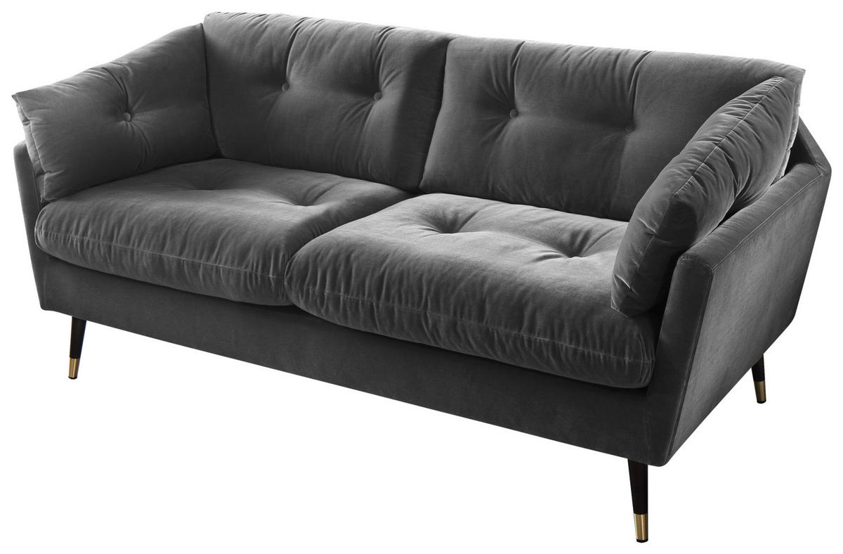 2-SITZER-SOFA JAPAN-2S SOFA Samt Anthrazit  - Anthrazit, MODERN, Textil (167/84/93cm) - MID.YOU