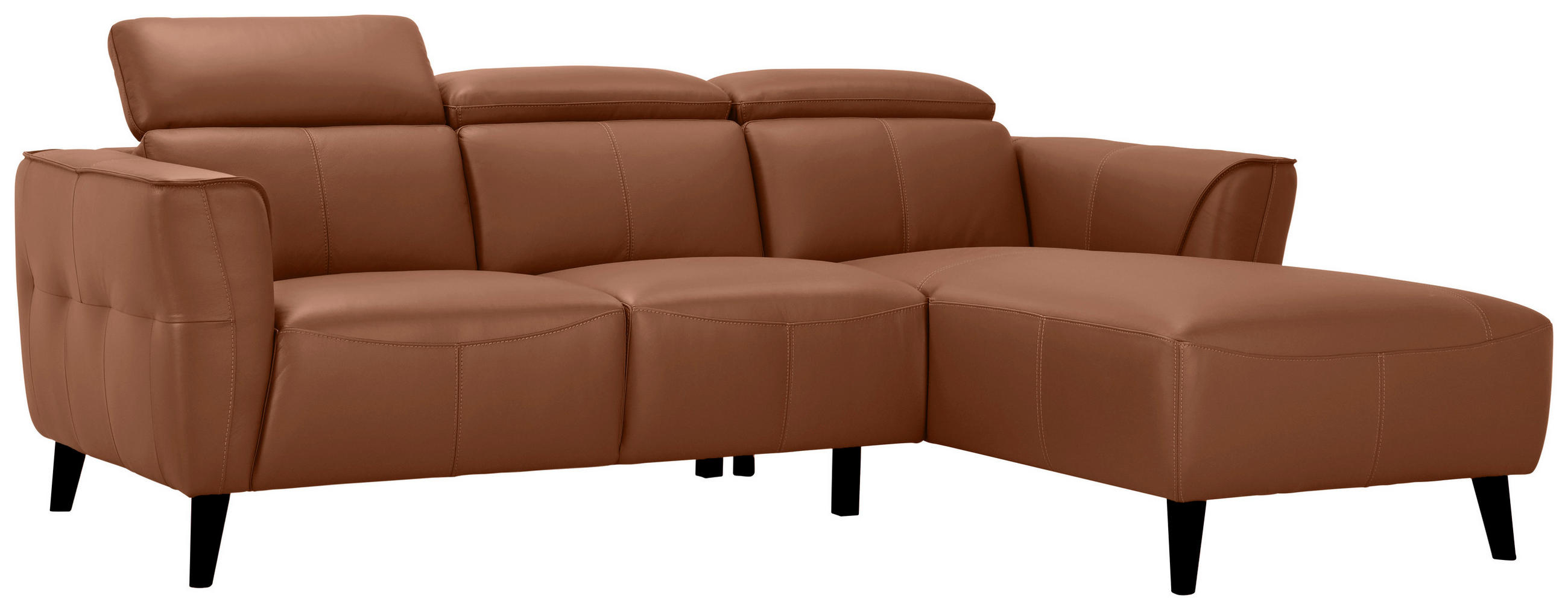 ECKSOFA Cognac Echtleder  - Cognac/Braun, KONVENTIONELL, Leder (223/92,5/169.5cm) - MID.YOU