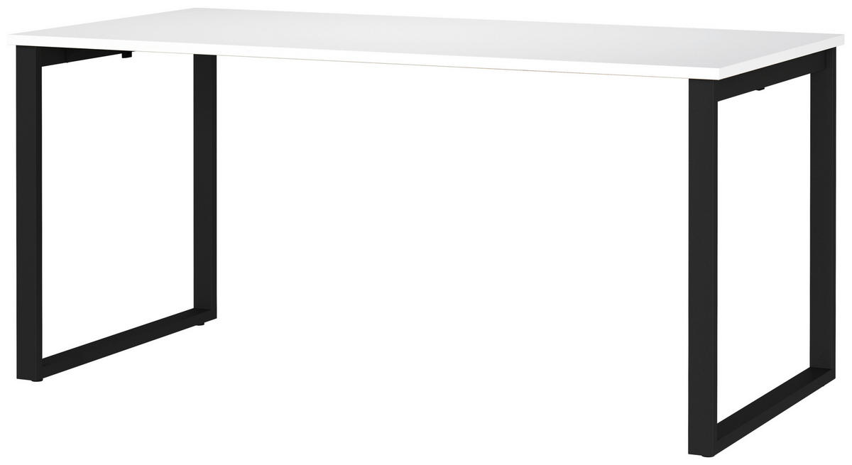 SCHREIBTISCH 160/80/75 cm  in Schwarz, Weiß  - Schwarz/Weiß, MODERN, Holzwerkstoff/Metall (160/80/75cm) - Novel