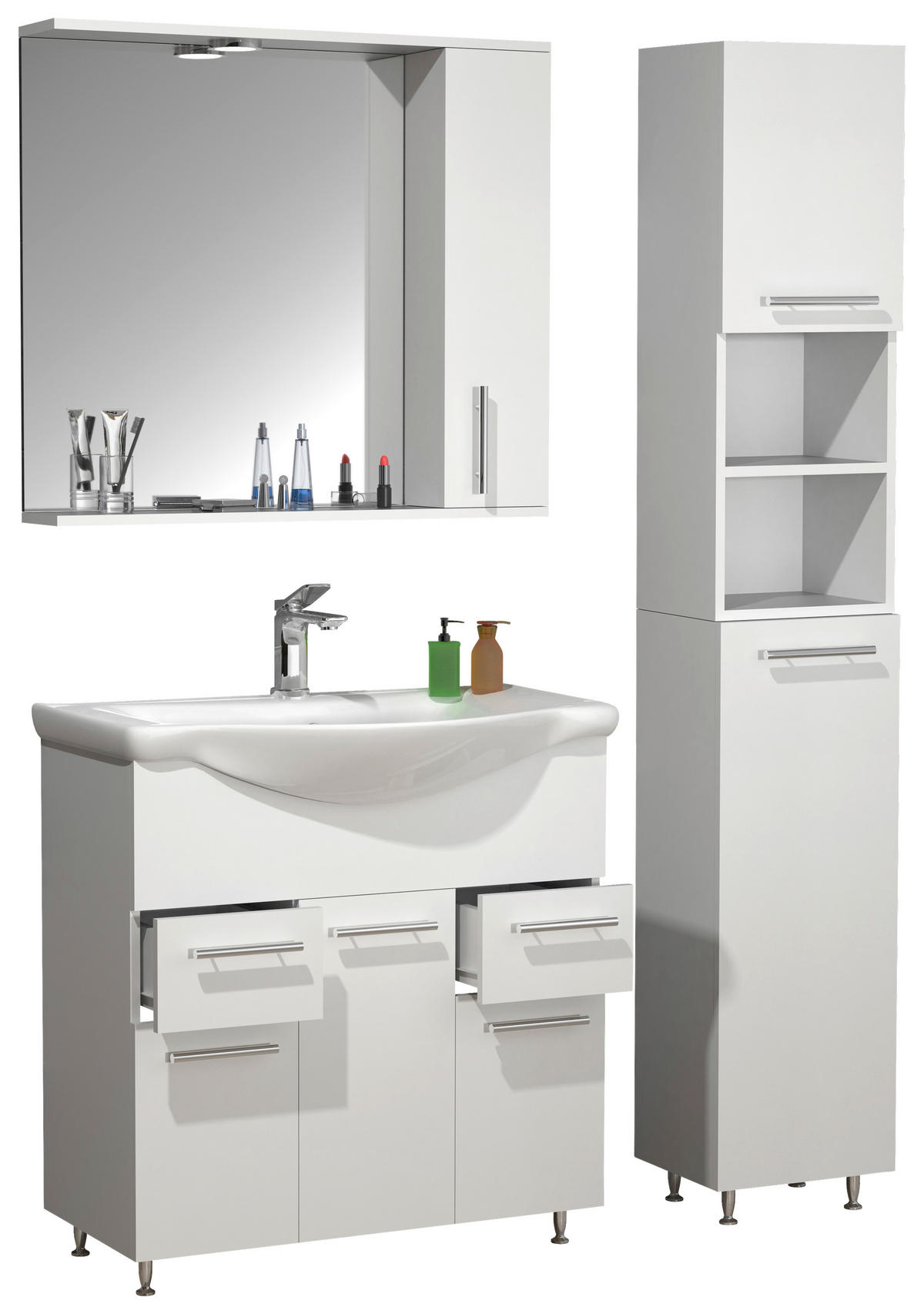 BADRUM 105 cm  - vit/silver, Modern, trämaterial/glas (105cm) - MID.YOU