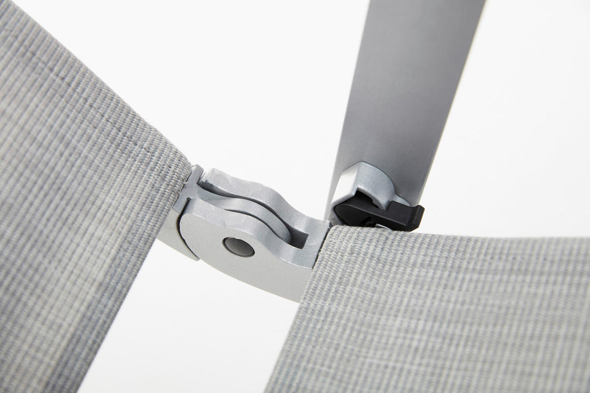 KLAPPSESSEL Netzbespannung Teakholz Hartholz Silberfarben, Hellgrau  - Silberfarben/Hellgrau, Basics, Holz/Textil (50/110/65cm) - Kettler