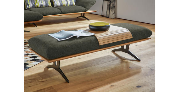 HOCKERBANK in Holz, Textil Graubraun - Graubraun/Schwarz, Design, Holz/Textil (150/43/60cm) - Dieter Knoll