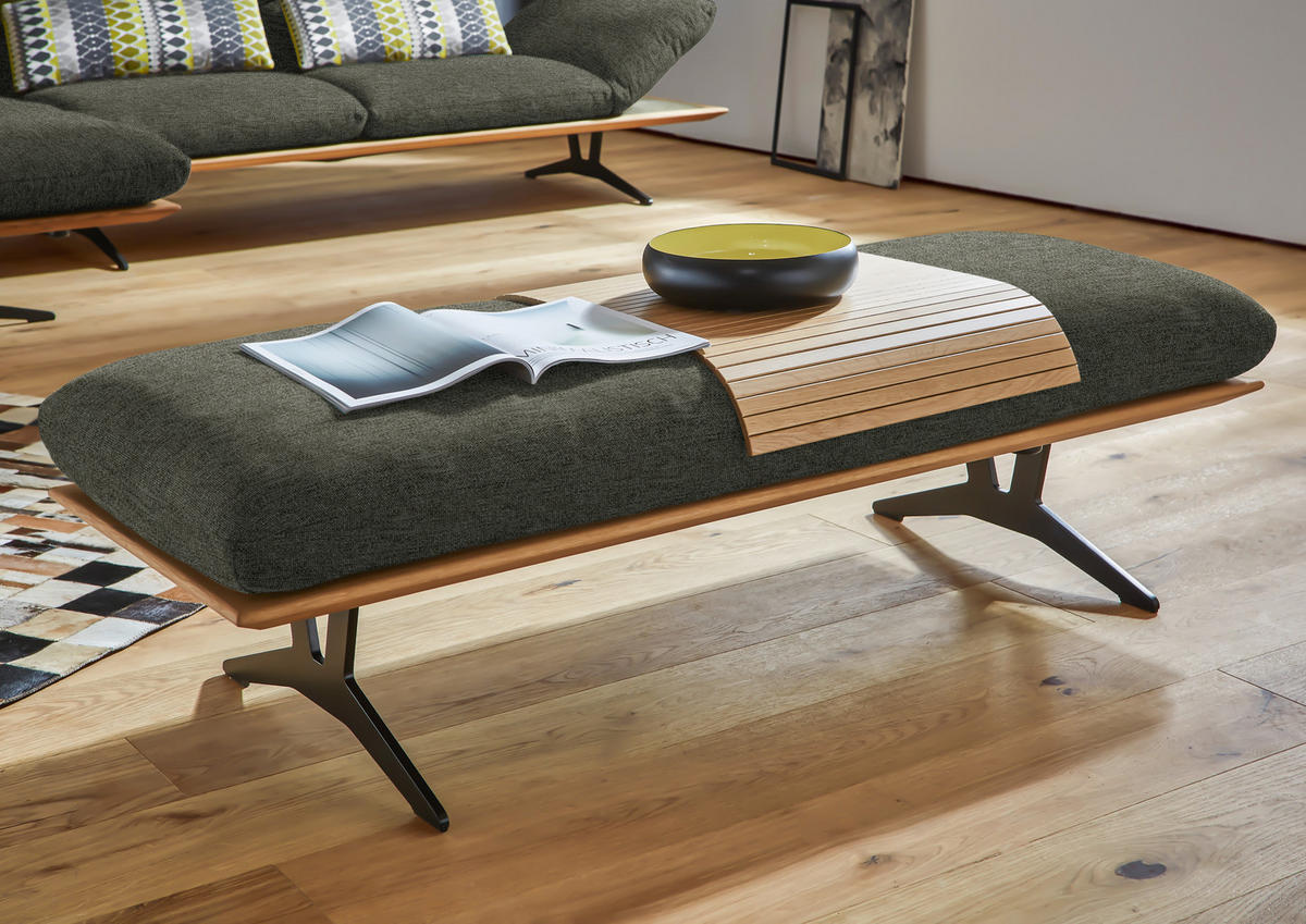 HOCKERBANK in Holz, Textil Graubraun  - Graubraun/Schwarz, Design, Holz/Textil (150/43/60cm) - Dieter Knoll