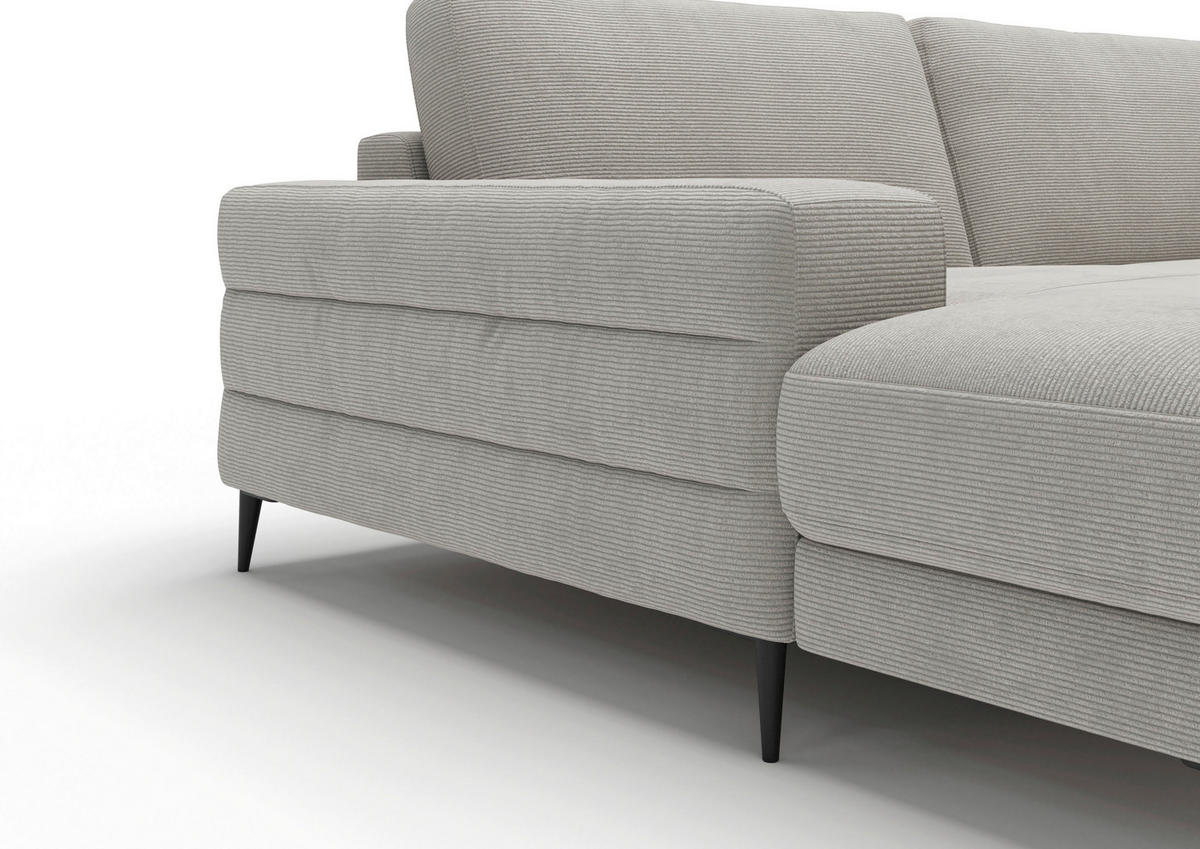 WOHNLANDSCHAFT Badia Base Weiß Feincord  - Schwarz/Weiß, Design, Textil/Metall (177/376/177cm) - Dieter Knoll