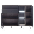HIGHBOARD Schwarz, Eichefarben  148/118/37 cm  - Eichefarben/Anthrazit, Design, Glas/Holz (148/118/37cm) - Novel