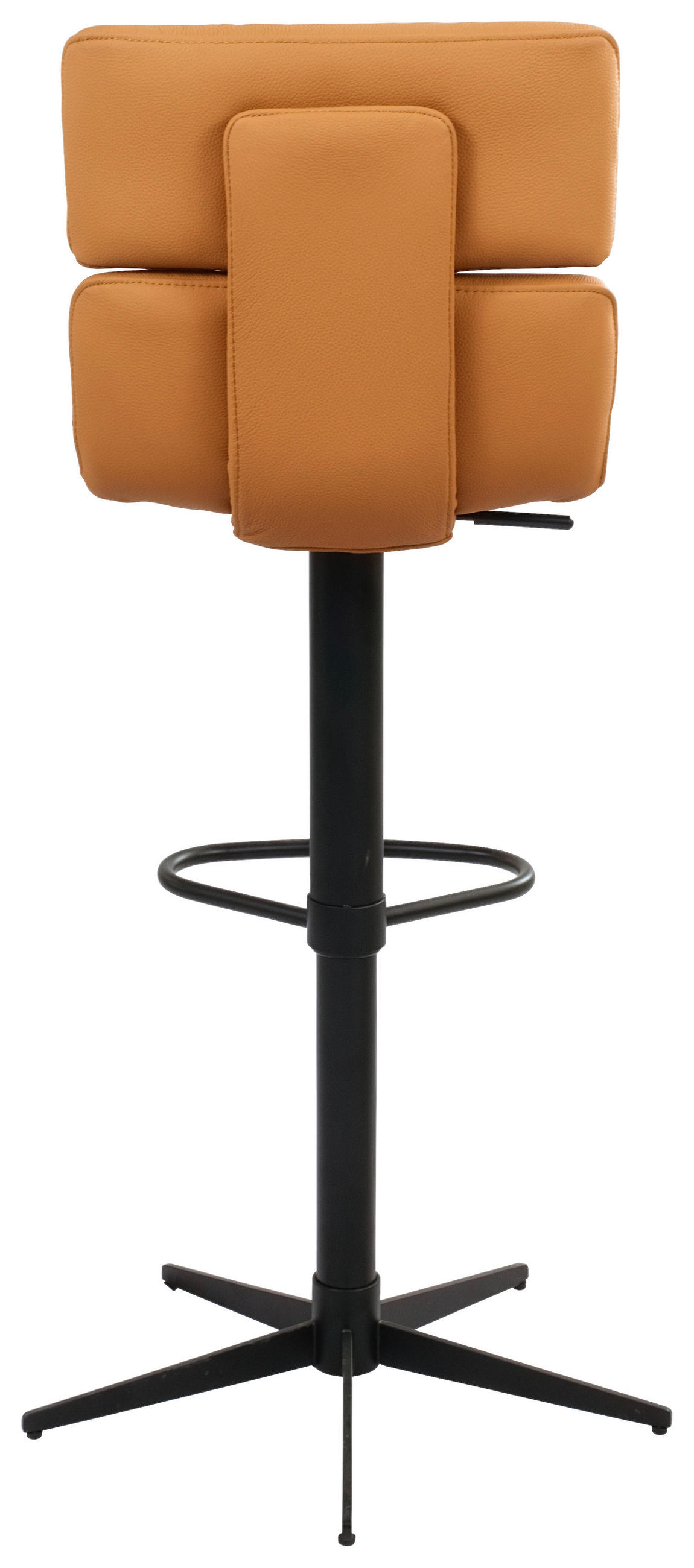 BARHOCKER Echtleder Schwarz, Cognac Eisen Lederauswahl, Stoffauswahl, Wippfunktion, Sitzfläche 360° drehbar  - Cognac/Schwarz, Design, Leder/Metall (42/99-117/50cm) - Dieter Knoll