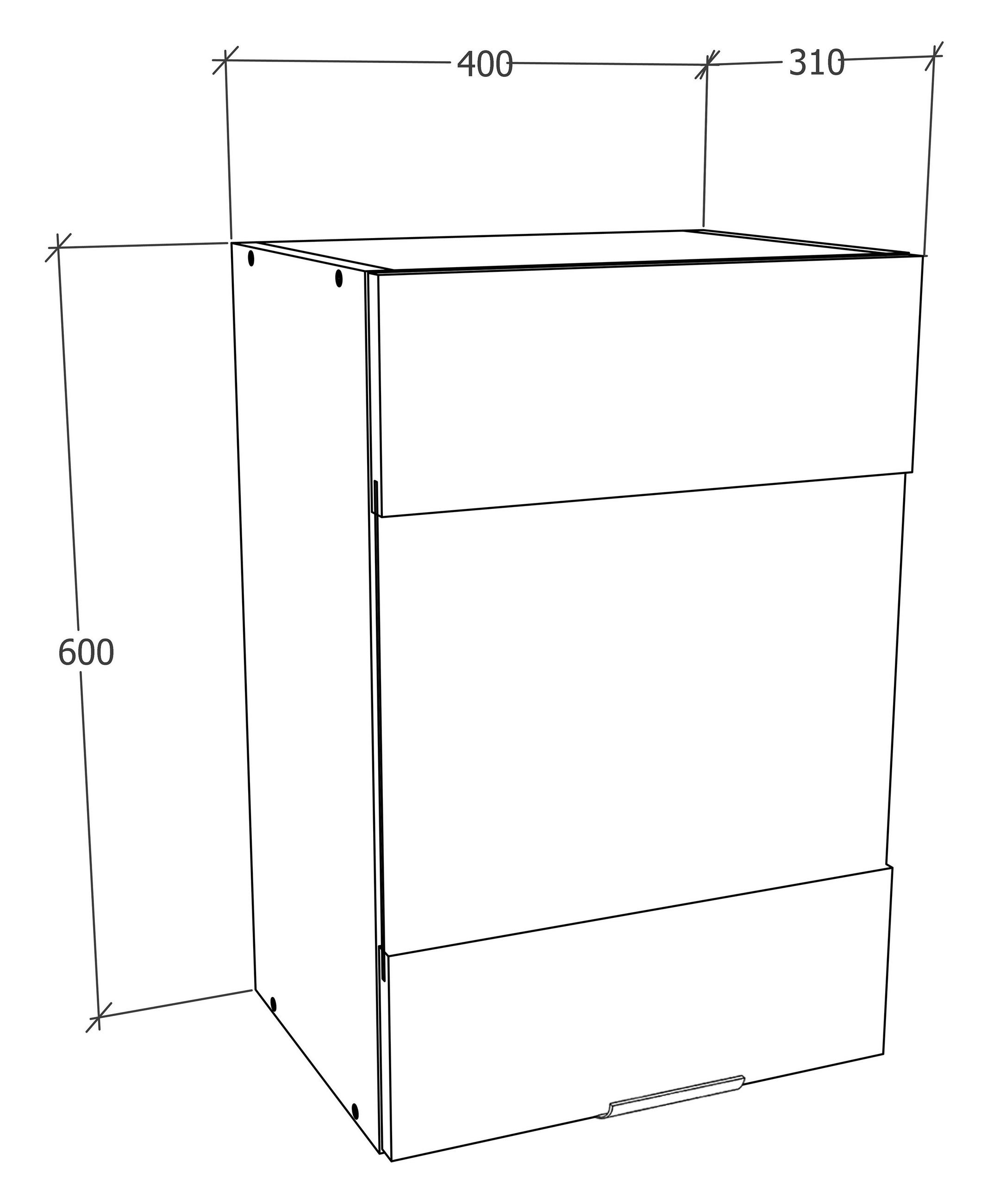 VÄGGSKÅP 40/60/31 cm  i antracit, vit  - vit/svart, Trend, trämaterial/glas (40/60/31cm) - MID.YOU