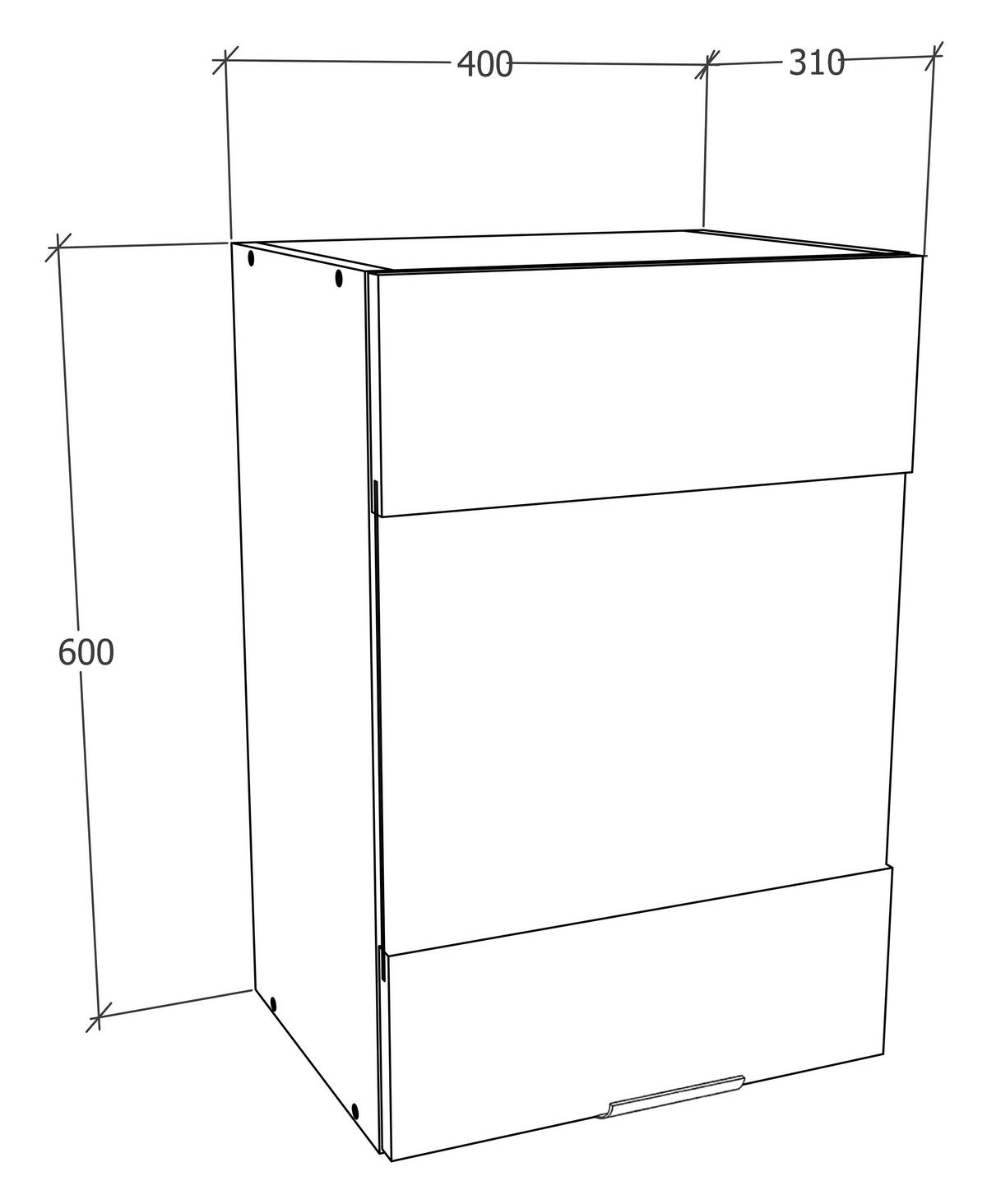 KÜCHENOBERSCHRANK 40/60/31 cm  in Anthrazit, Weiss  - Weiss/Anthrazit, Trend, Glas/Holzwerkstoff (40/60/31cm) - MID.YOU