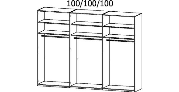 DREHTÜRENSCHRANK 301/223/61 cm 6-türig Grau, Weiß - Graphitfarben/Weiß, Trend, Glas/Holzwerkstoff (301/223/61cm) - Novel