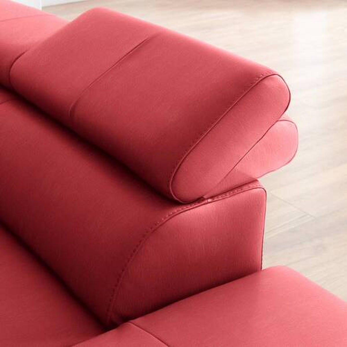 ECKSOFA Rot Kombination Echtleder/Lederlook Lederlook  - Rot/Schwarz, Design, Leder/Textil (256/220cm) - Celina Home