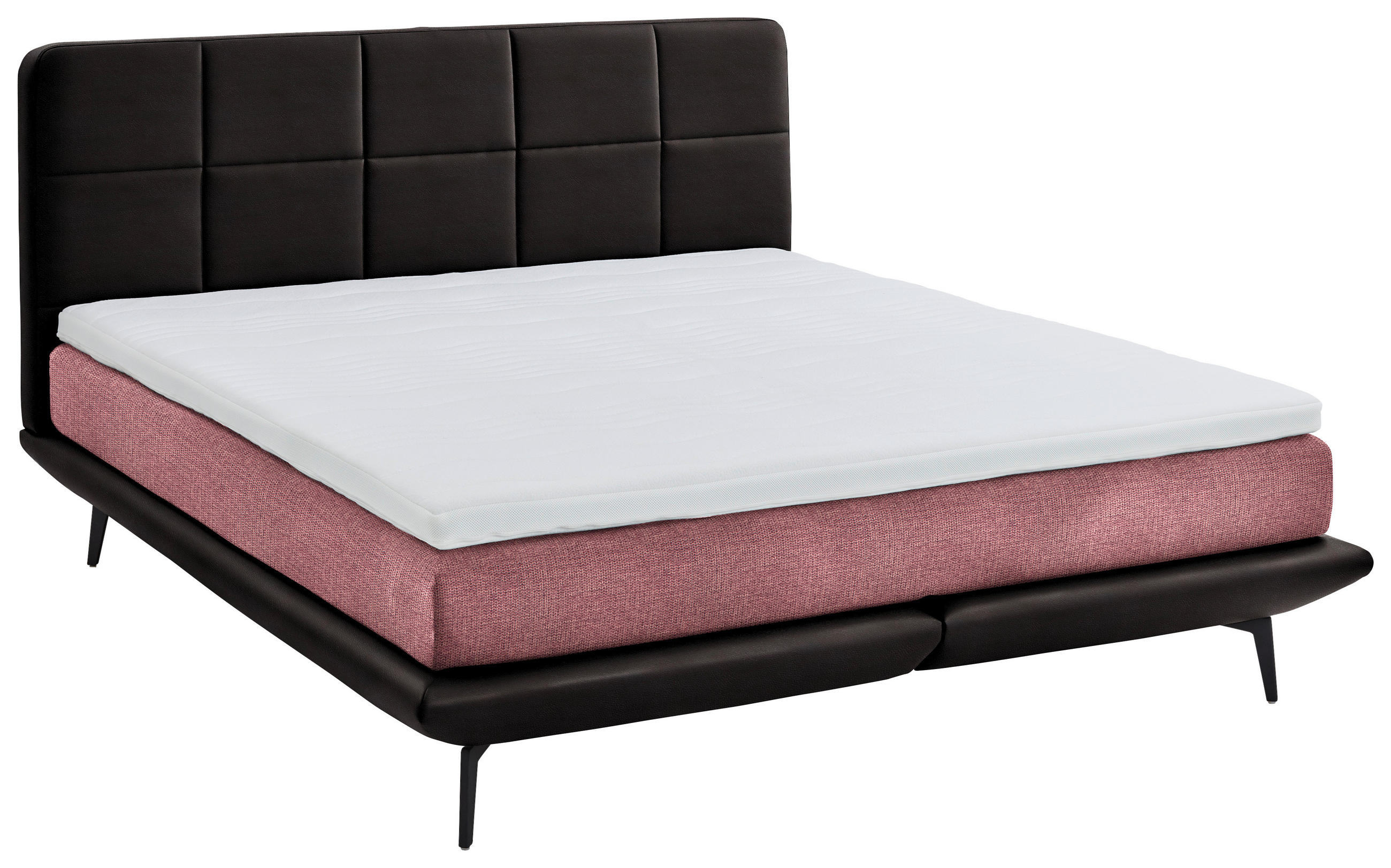 BOXSPRINGBETT 200/200 cm  in Beere, Dunkelbraun  - Beere/Dunkelbraun, Design, Textil/Metall (200/200cm) - Beldomo - Sleep
