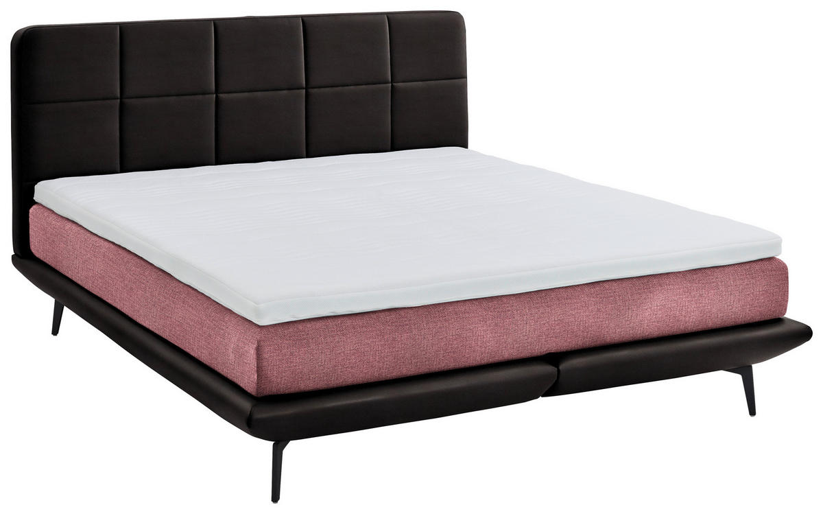 BOXSPRINGBETT 200/200 cm  in Beere, Dunkelbraun  - Beere/Dunkelbraun, Design, Textil/Metall (200/200cm) - Beldomo - Sleep