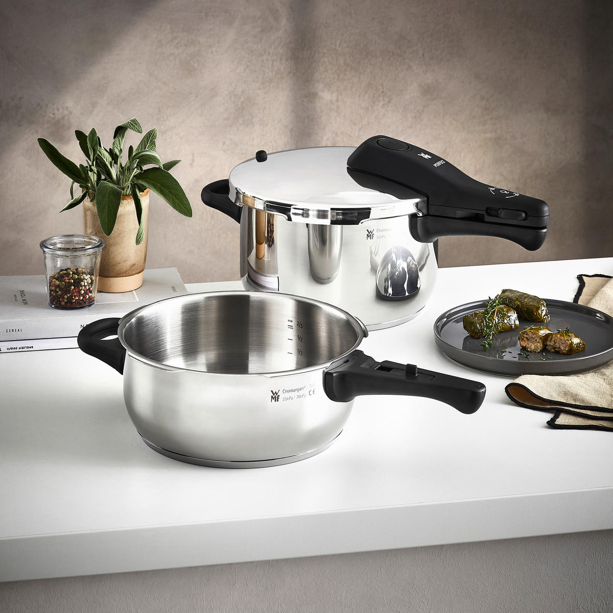 SCHNELLKOCHTOPFSET PERFECT 4,5 L  - Edelstahlfarben, Basics, Metall (4,5 + 3,0l) - WMF