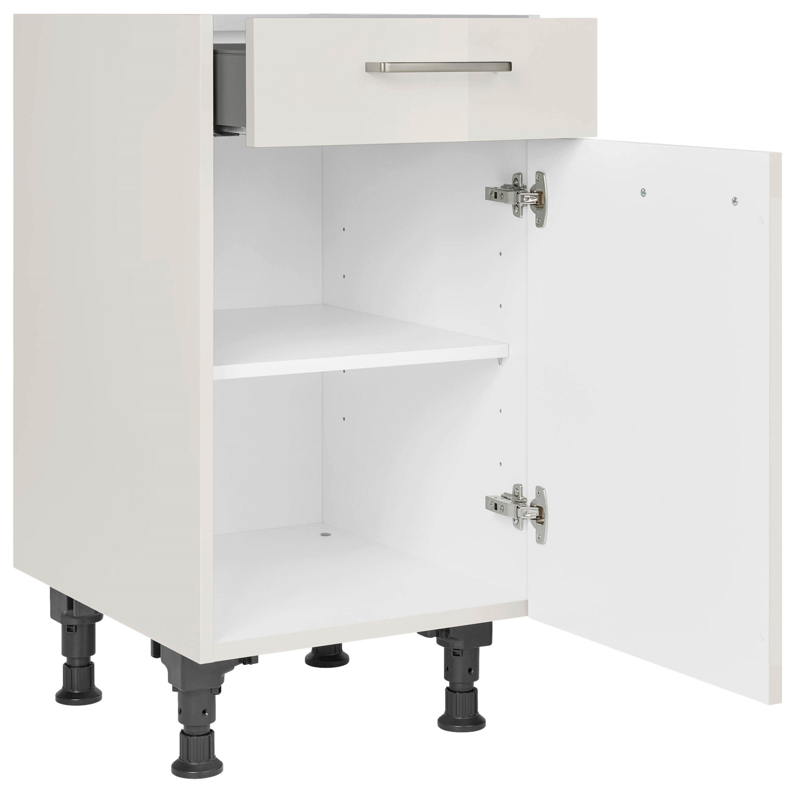 SCHUBKASTENUNTERSCHRANK 45/87/56 cm  in Hellgrau  - Edelstahlfarben/Hellgrau, MODERN, Holzwerkstoff/Metall (45/87/56cm) - Nobilia