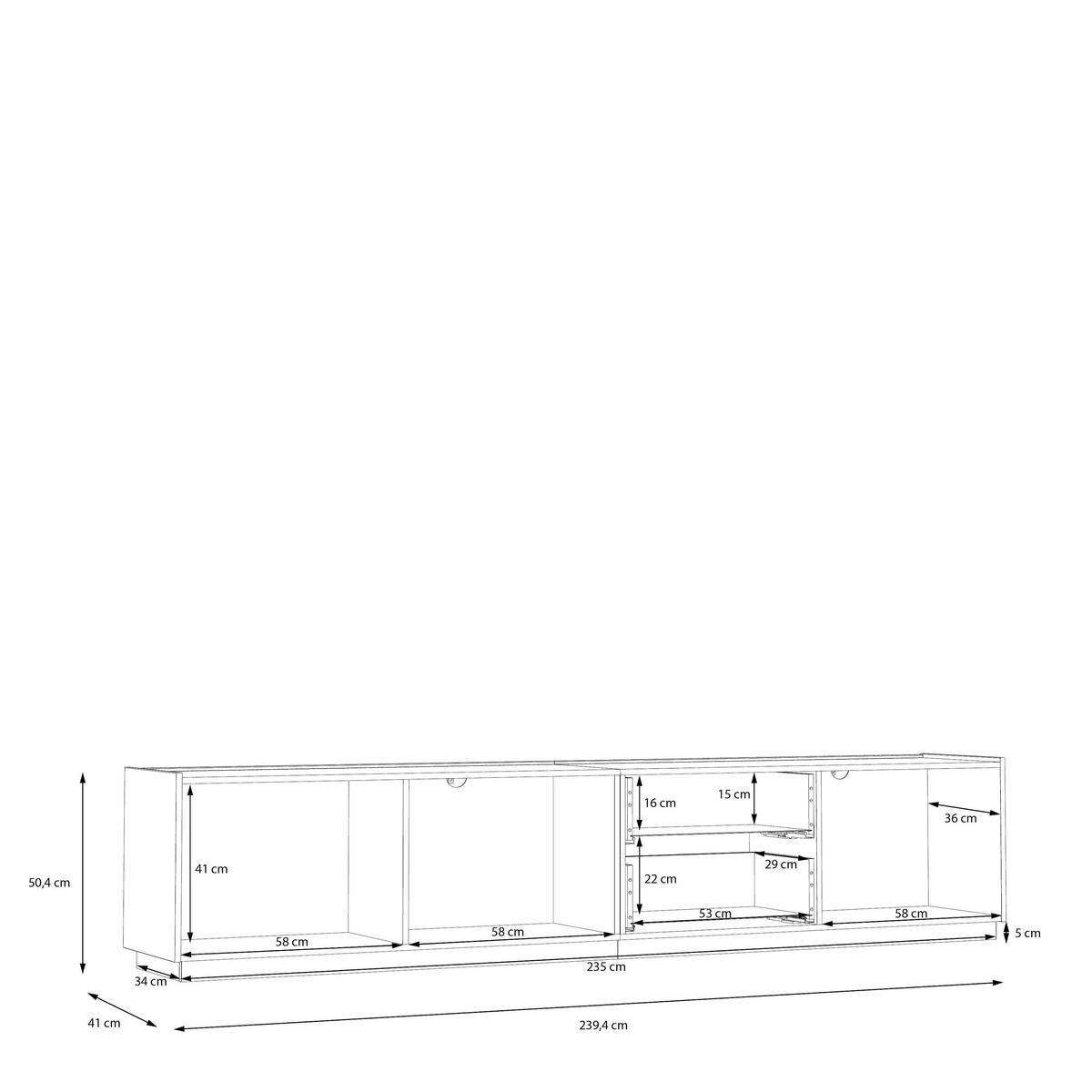 TV ELEMENT boje hrasta, svijetlo siva   - boje hrasta/svijetlo siva, Moderno, drvni materijal/metal (239,4/50,4/41cm) - Hom`in